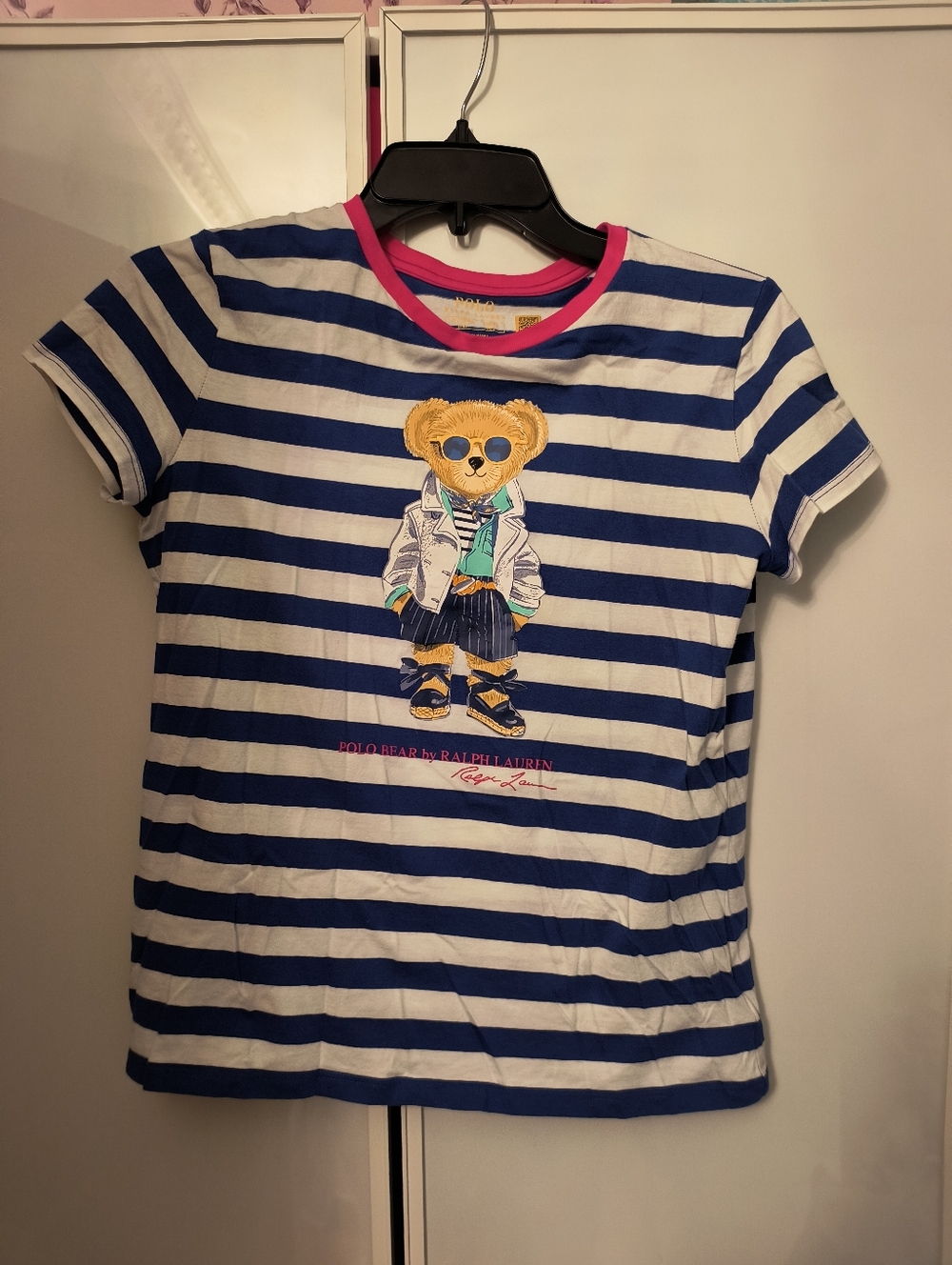 Polo Ralph Lauren Striped T-Shirt in Blue & White Fits Women Sz US S ( Junior16)